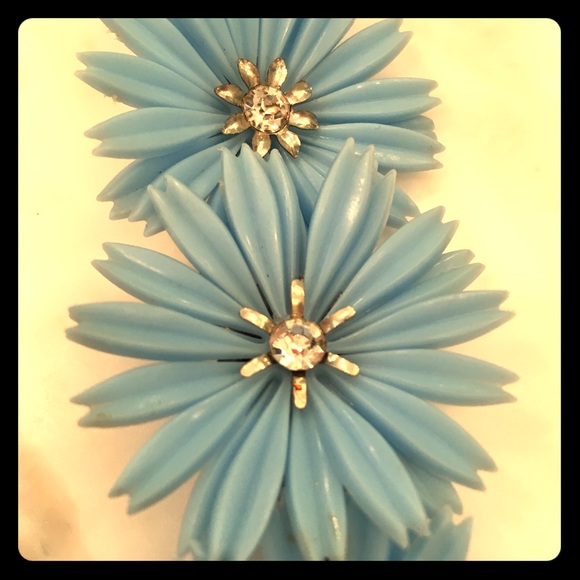 Vintage Jewelry - Vintage blue flower choker/bracelet w/ rhinestones